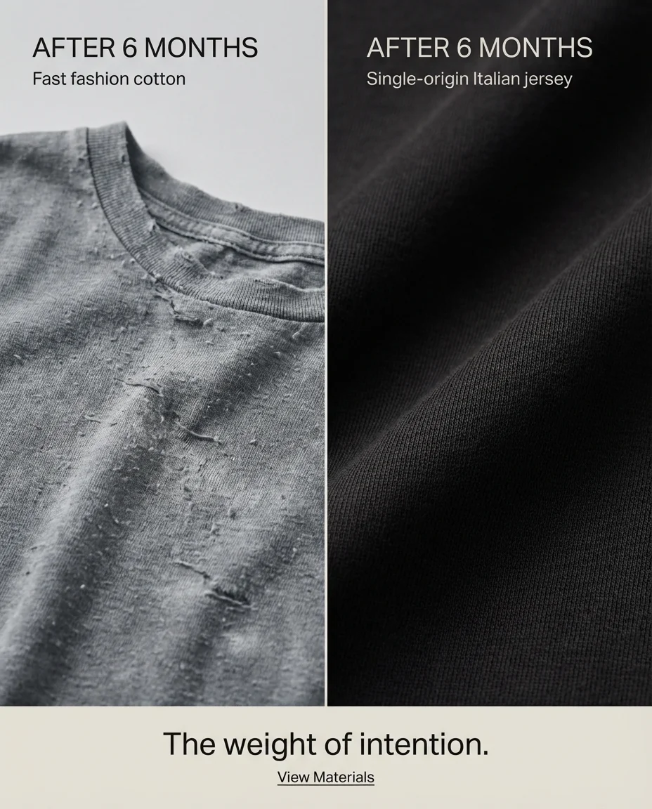 Nought Studio Before/After ad — Six months. Same washing routine. Different intention.