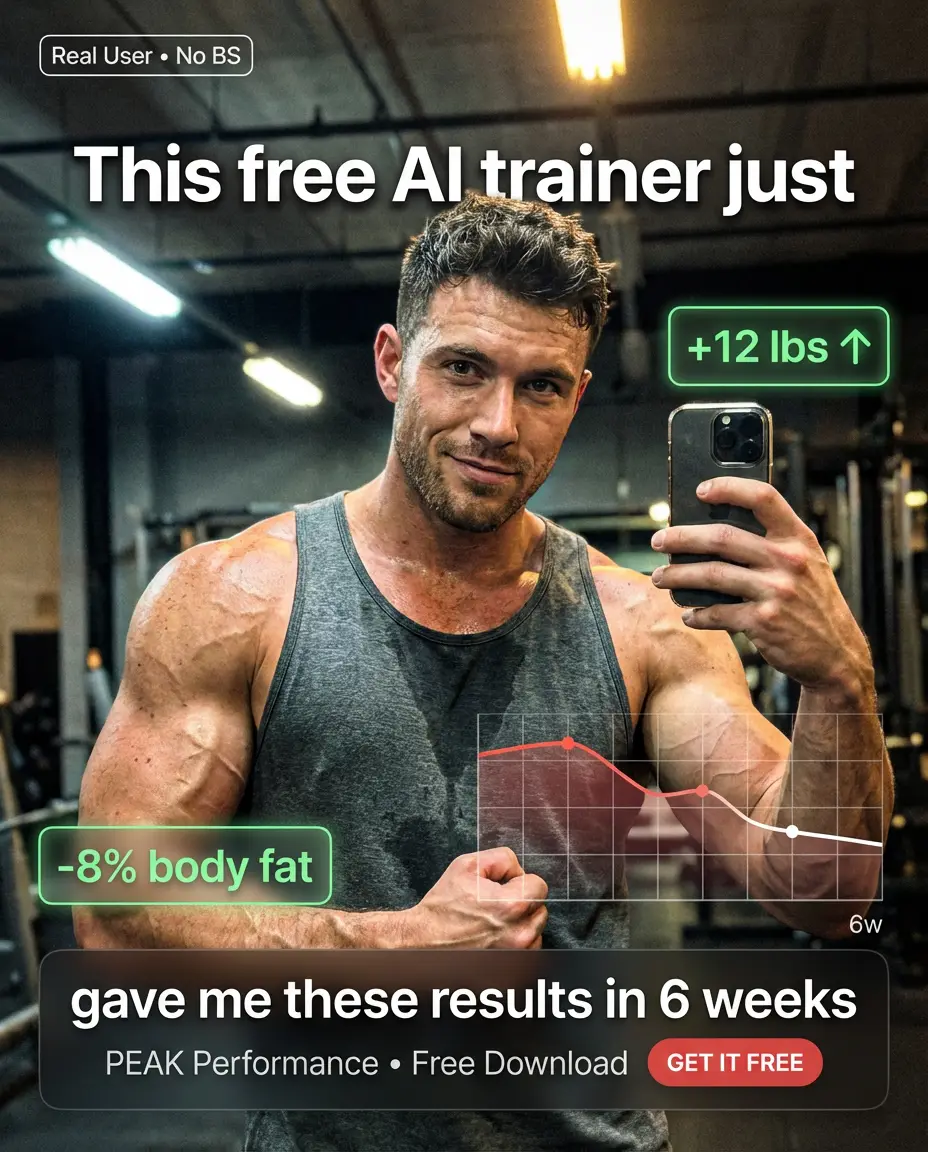 PEAK Performance UGC ad — 6 weeks. No trainer. Just this app.