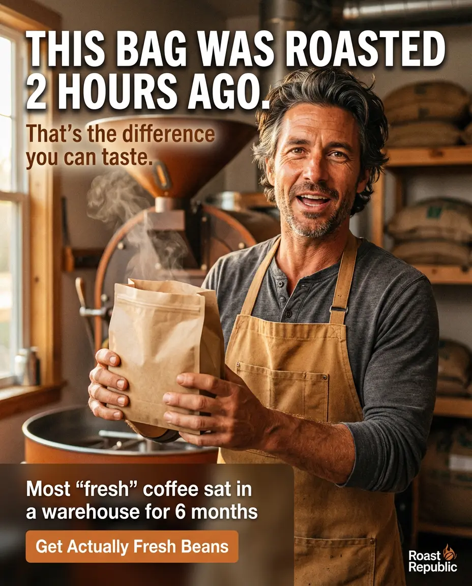 Roast Republic UGC ad — Life's too short for stale coffee.