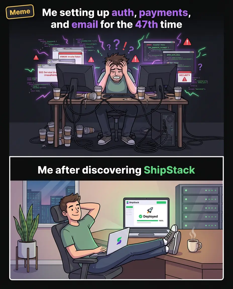ShipStack Meme ad — Me after discovering ShipStack
