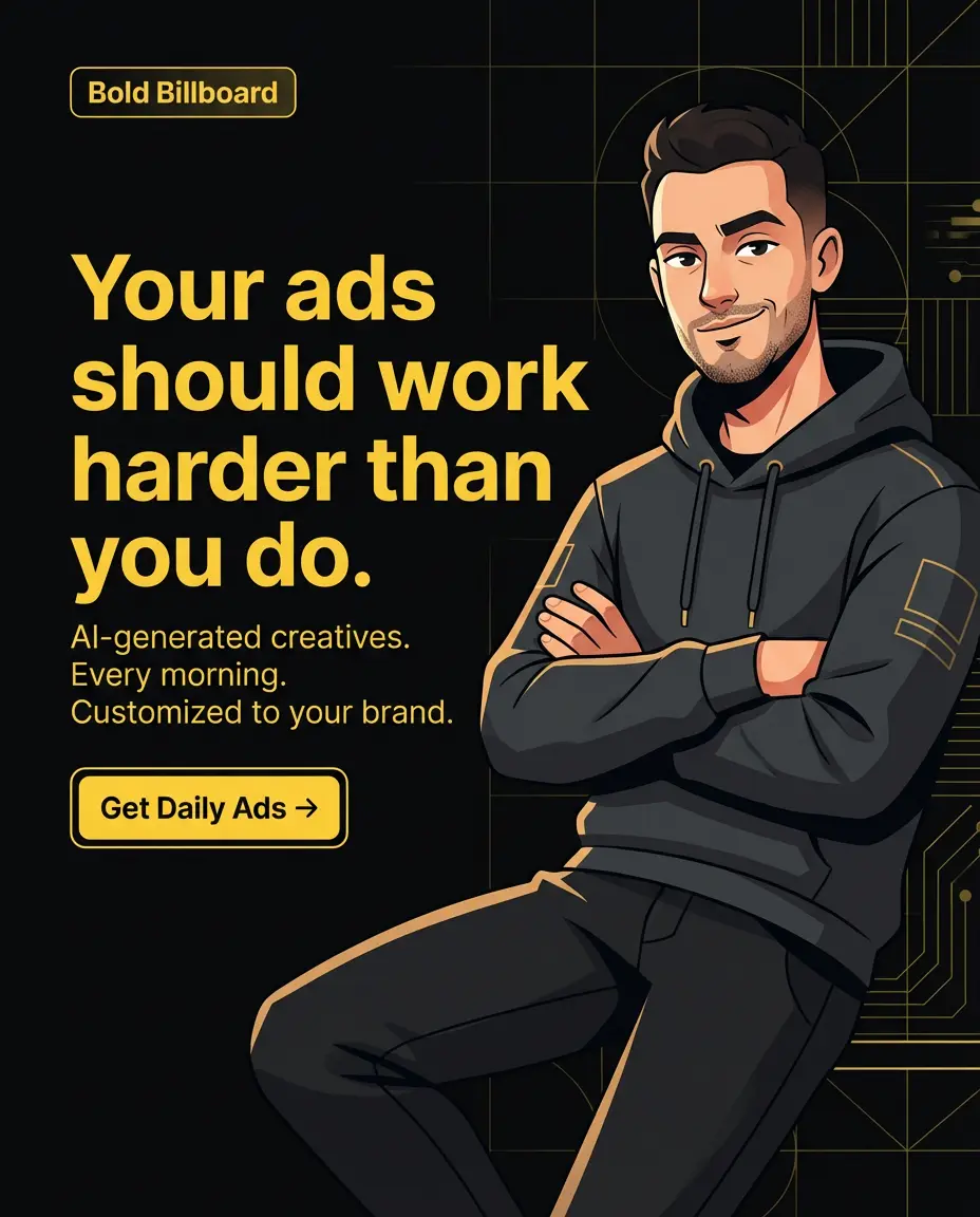 The Boring Marketer Bold Billboard ad — Your ads should work harder than you do.