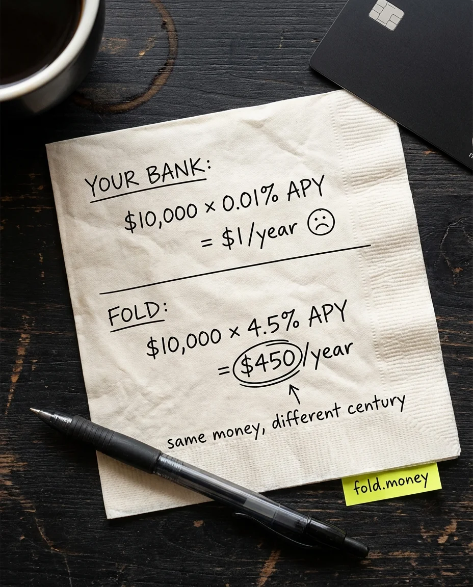 Fold Napkin Math ad — Your bank is costing you $450/year. Here's the math.