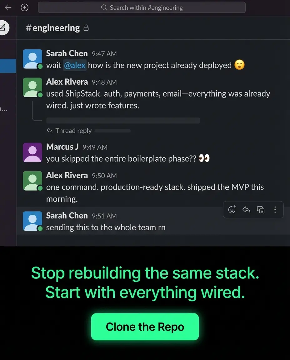 ShipStack Slack ad — Your dev team is waiting for this.