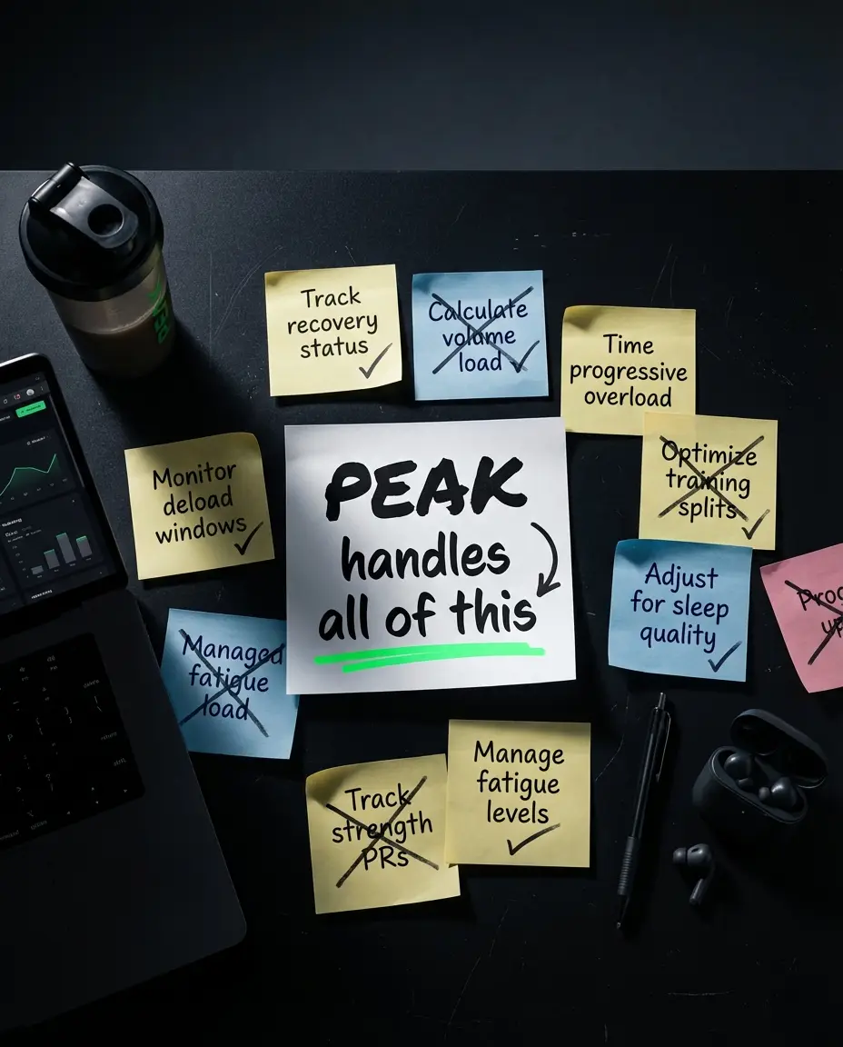 PEAK Performance Sticky Notes ad — Your body keeps score. Now something finally reads it.