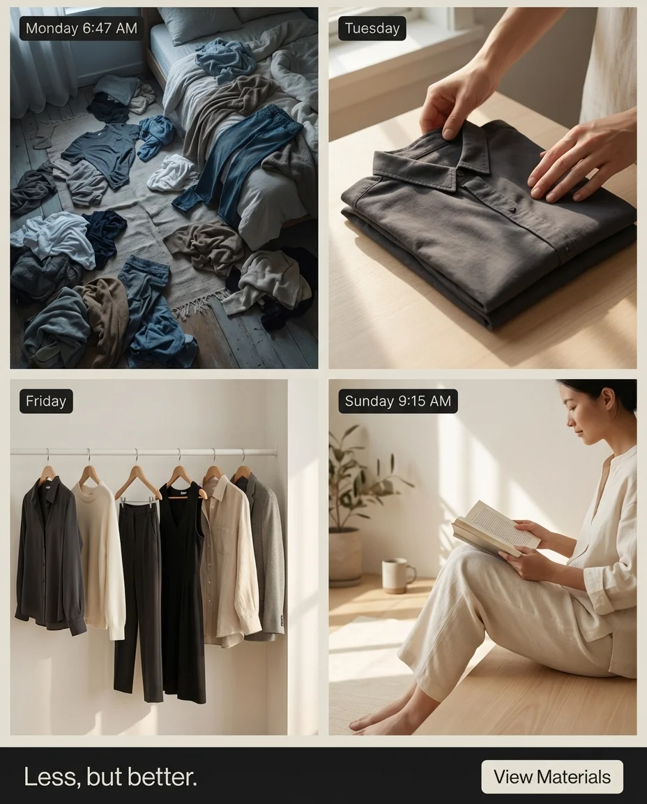 Nought Studio Story Panel ad — Monday to Sunday in 6 pieces.